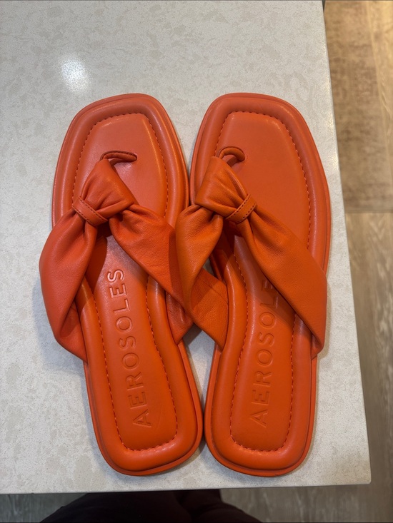 AEROSOLES Shoes - AEROSOLES Bright Orange Knotted Slide Sandals